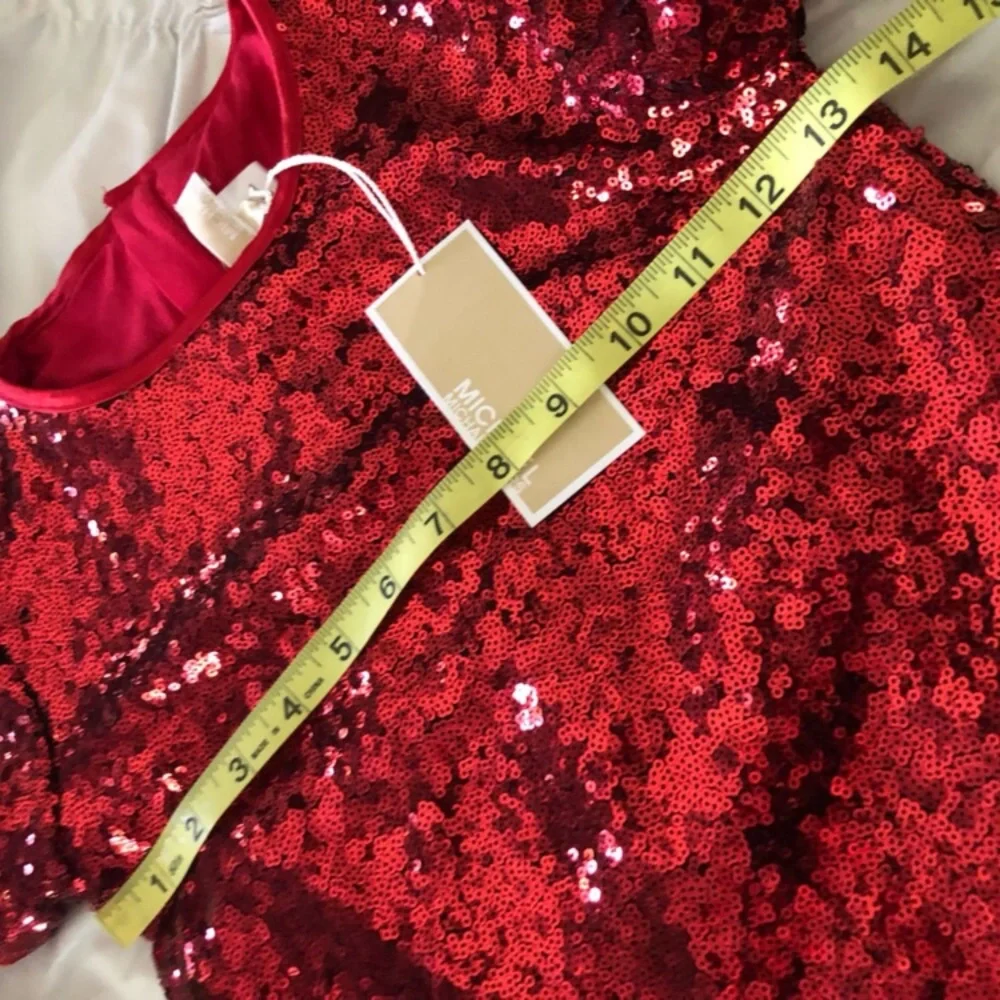 NWT Michael Kors Red Sequin Party Dress Girls size 8 NEW luxury designer - Picture 4 of 8